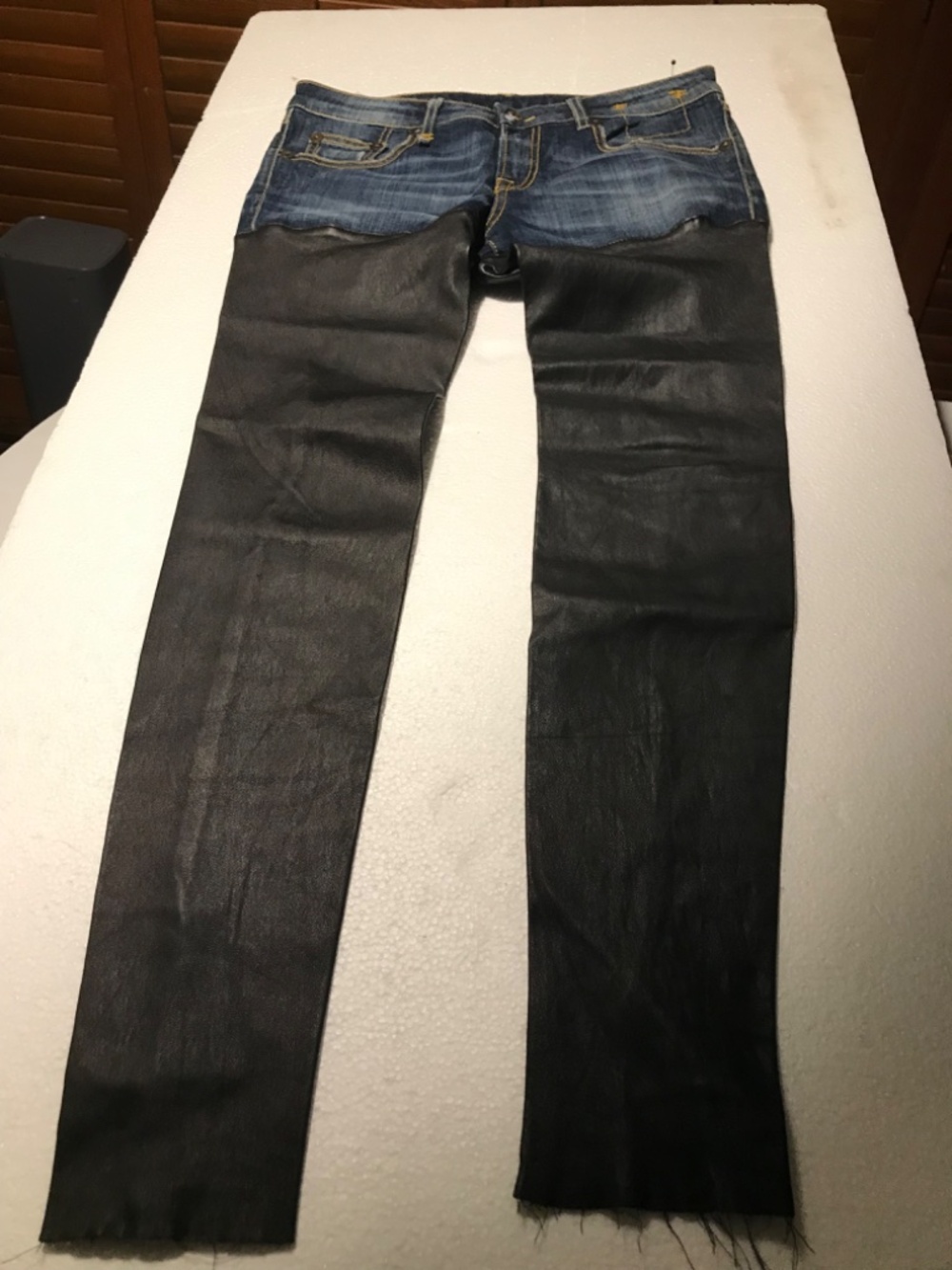 R13 new lambskin chaps jeans 28 . 29.5” inseam
